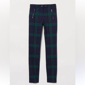 H&M Navy & Green Plaid Stretch Chino Pants Size 4